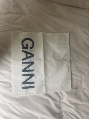 Ganni White Drawstring Dust Bag with Black Logo